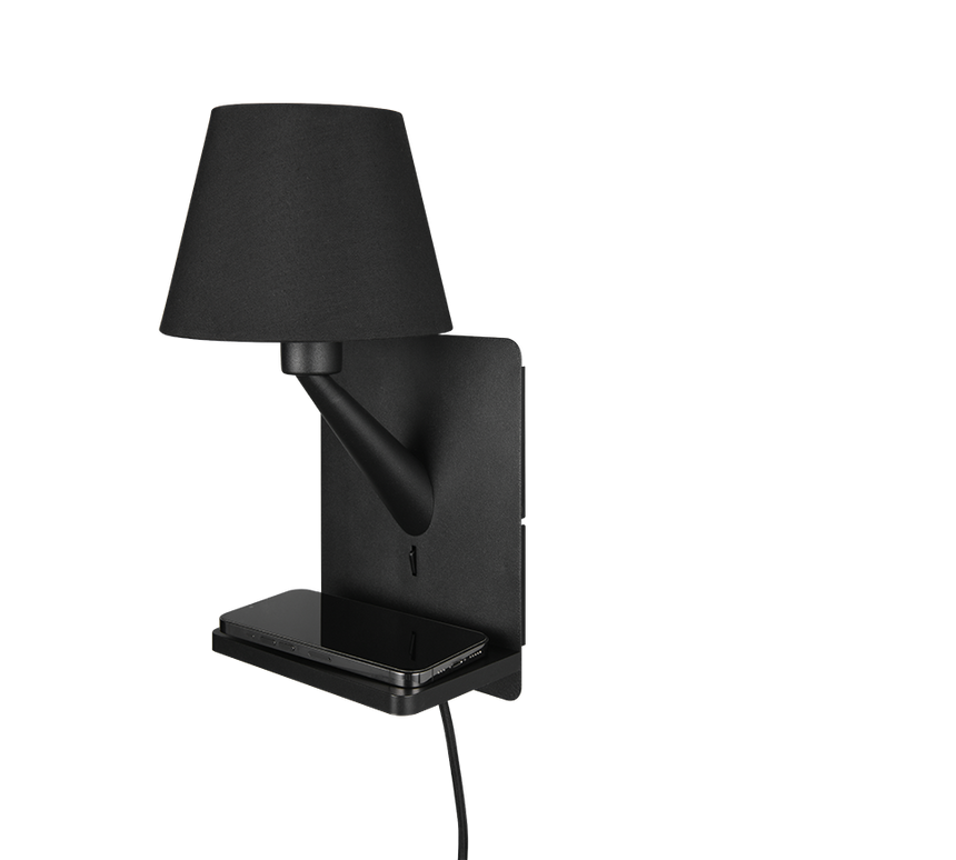 Aplique de pared Trio Comfort LED negro mate 2700K 31cm 262670132