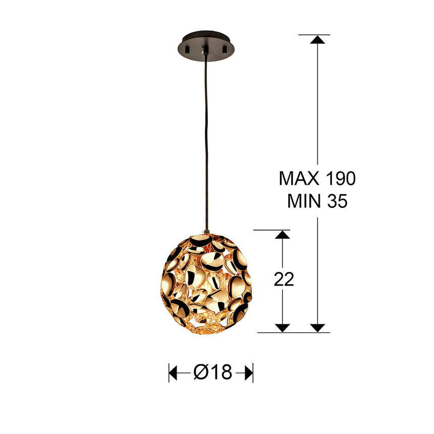 Schuller Narisa Pendant Ceiling Lamp Rose Gold and Brown Lacquer 266035N