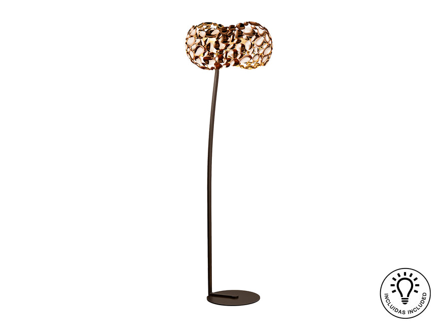 Lámpara de pie de salón Schuller Narisa 5 luces oro ros