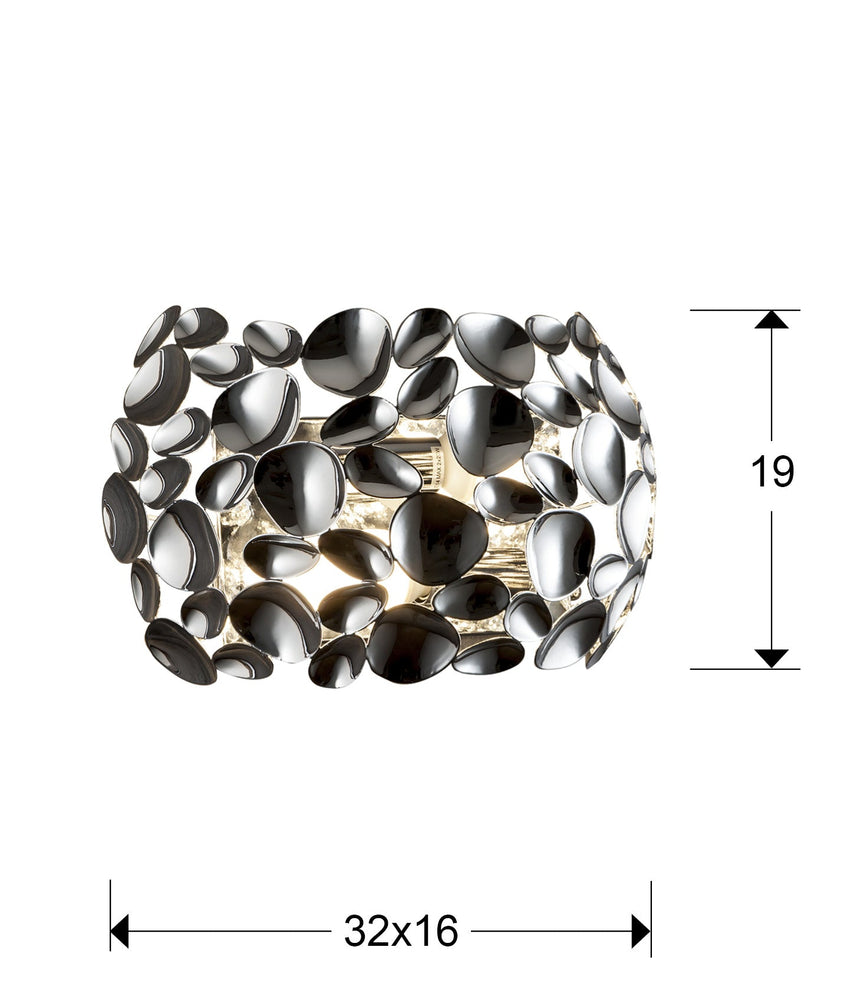 Medidas y dimensiones - Lámpara aplique de pared Schuller Narisa 2 luces cromo 266724