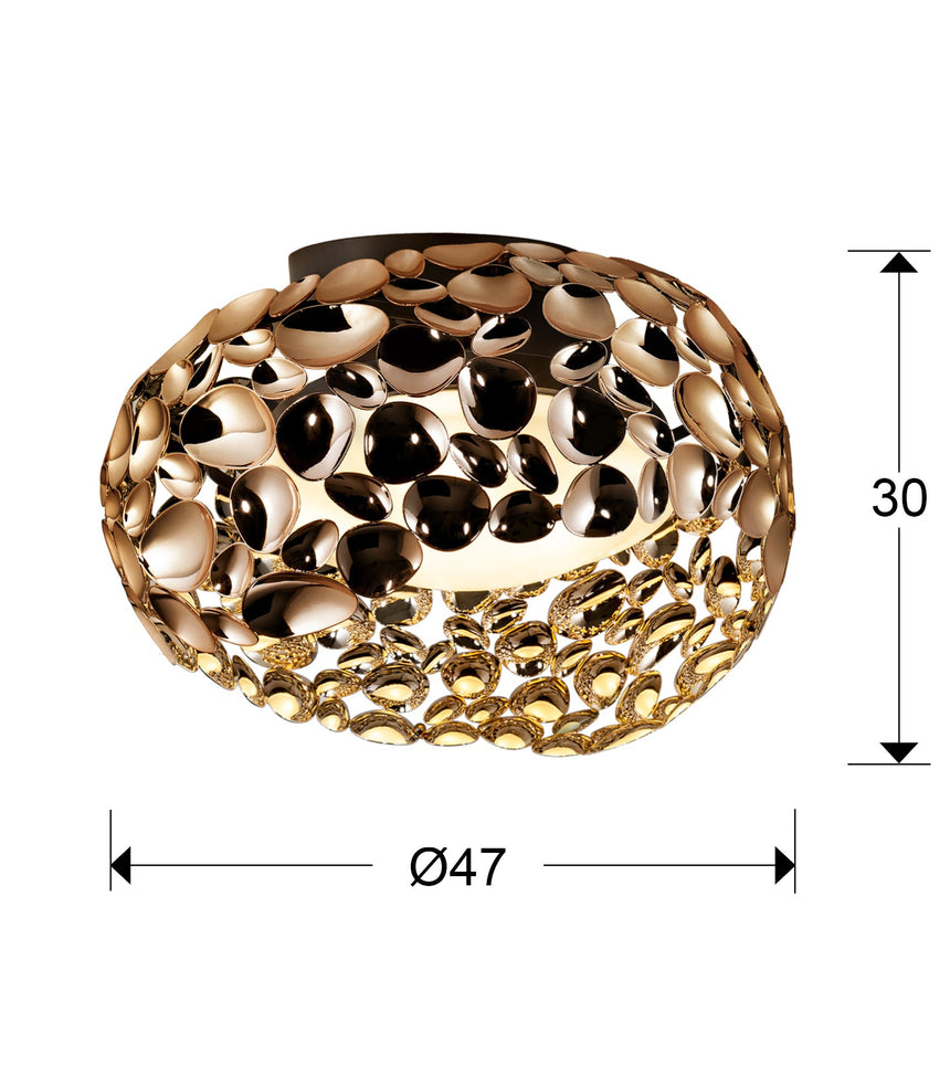 Medidas y dimensiones - Plafón Schuller Narisa 5 luces oro rosa y marrón Ø47cm 266822N