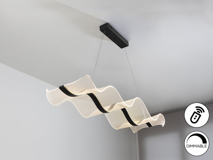 Lámpara de techo colgante Schuller Olas negro CCT con mando vista 4