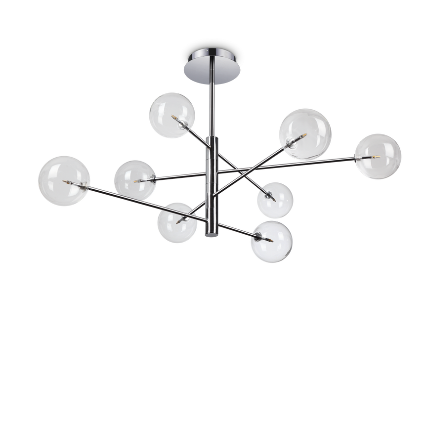 Lámpara colgante Ideal Lux Equinoxe cromo cristal 8 luces 16W Ø128cm 275178