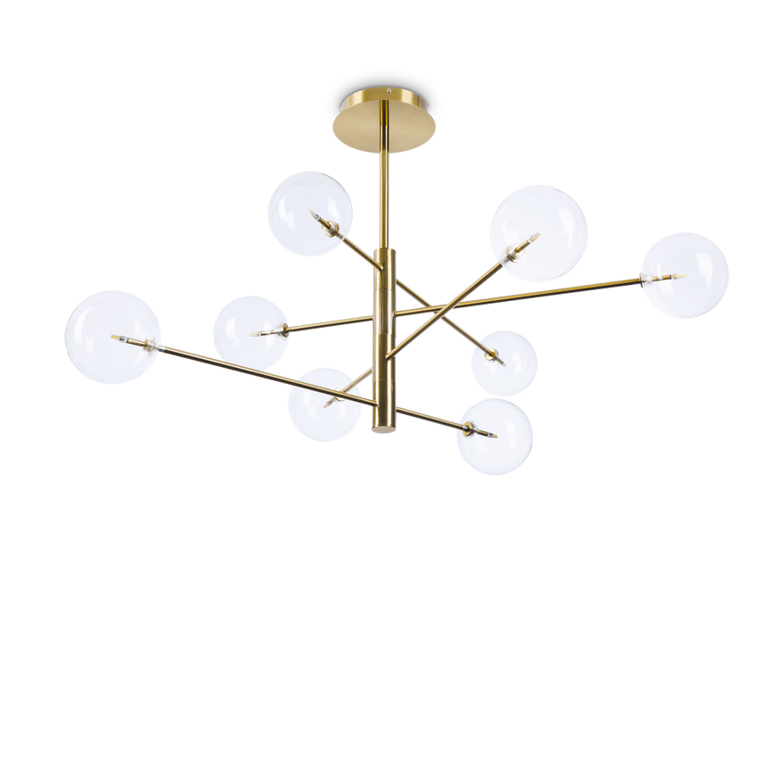Lámpara colgante Ideal Lux Equinoxe latón cristal 8 luces 16W Ø128cm 275215