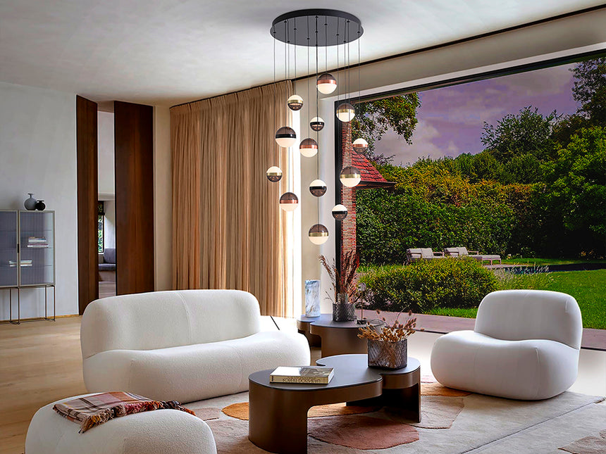 Schuller Orbes Pendant Ceiling Lamp 13 Lights Black/Copper/Brass 276092