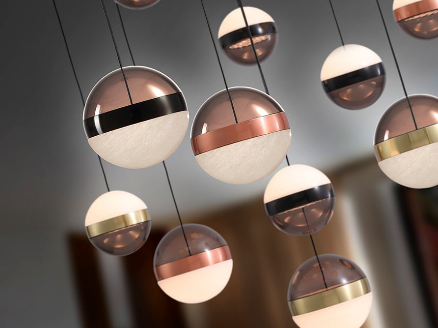 Schuller Orbes Pendant Ceiling Lamp 13 Lights Black/Copper/Brass 276092