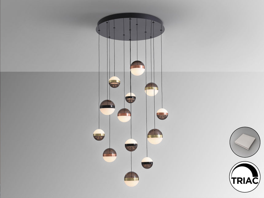 Lámpara de techo colgante Schuller Orbes grande 13 luces negro y 3 metal 3000K vista 3
