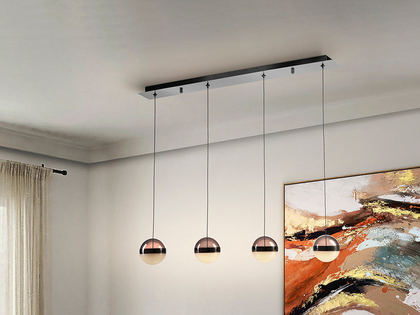 Schuller Orbes 4-light pendant ceiling lamp, black chrome, 276481