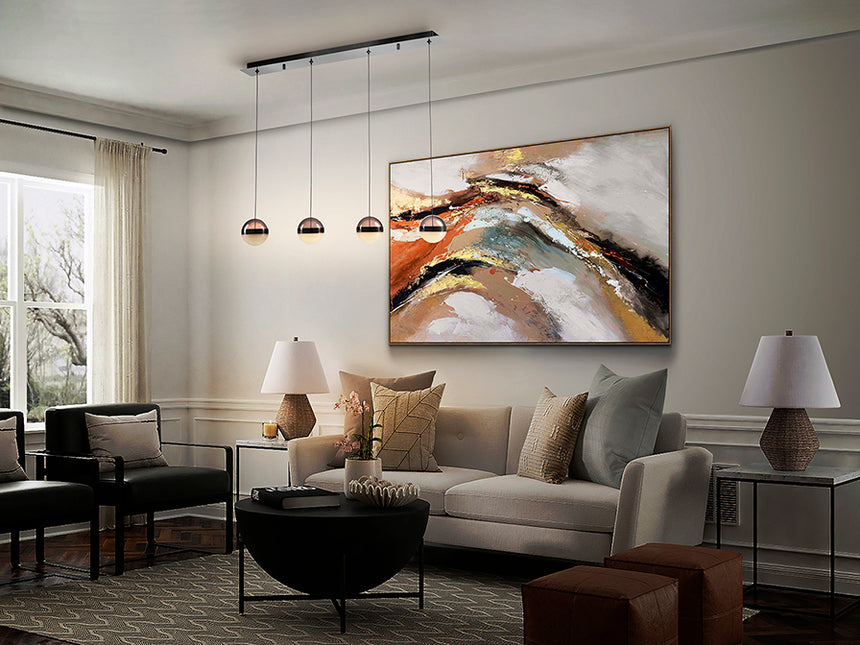 Schuller Orbes 4-light pendant ceiling lamp, black chrome, 276481