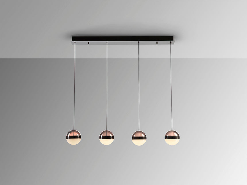 Schuller Orbes 4-light pendant ceiling lamp, black chrome, 276481