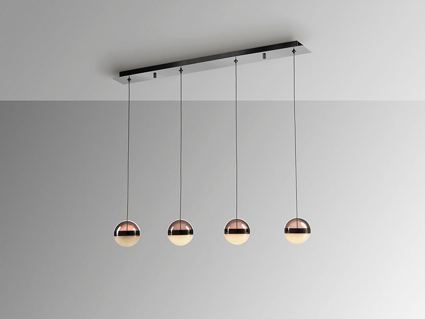 Schuller Orbes 4-light pendant ceiling lamp, black chrome, 276481