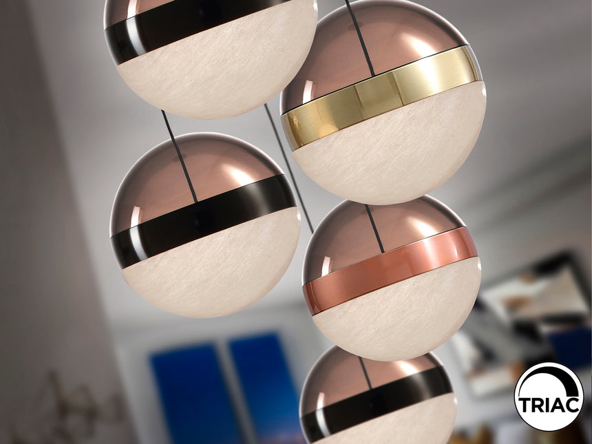 Schuller ORBES 5-light pendant lamp in black, copper, and brass 276542