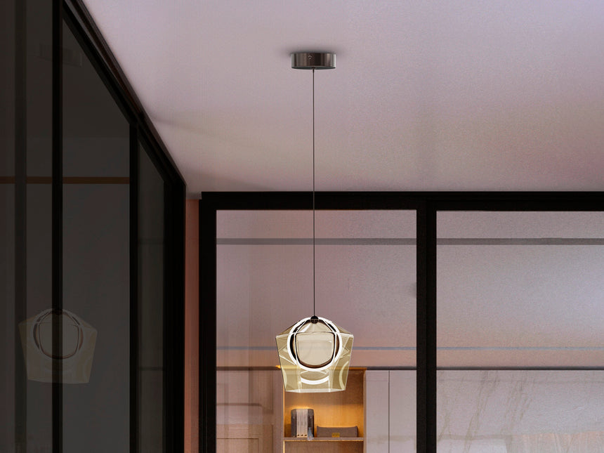 Lámpara de techo colgante Schuller Ingrid 1 luz bronce oscuro y champán 3000K 279529