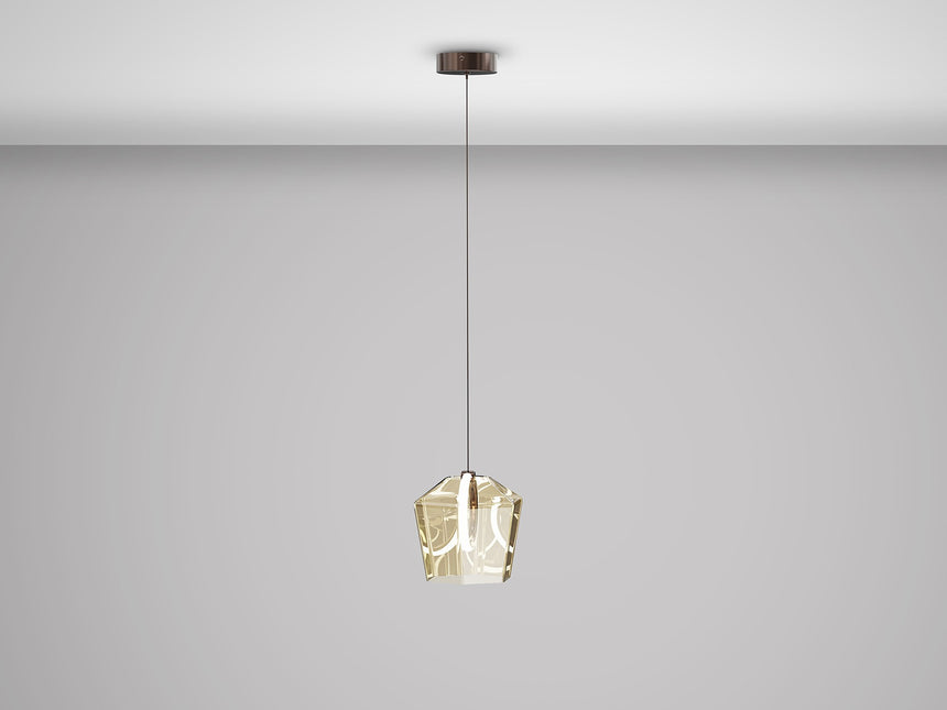 Lámpara de techo colgante Schuller Ingrid 1 luz bronce oscuro y champán 3000K vista 4
