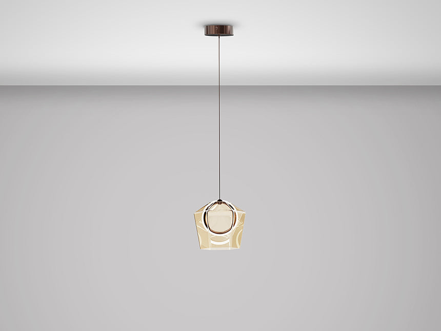 Lámpara de techo colgante Schuller Ingrid 1 luz bronce oscuro y champán 3000K 279529 - imagen 7