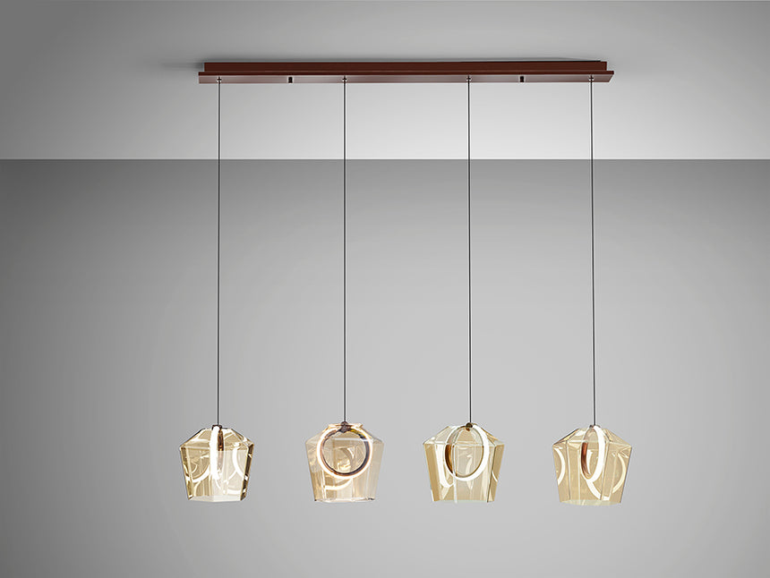 Lámpara de techo colgante Schuller Ingrid 4 luces bronce oscuro y champán 3000K 279680 - imagen 5