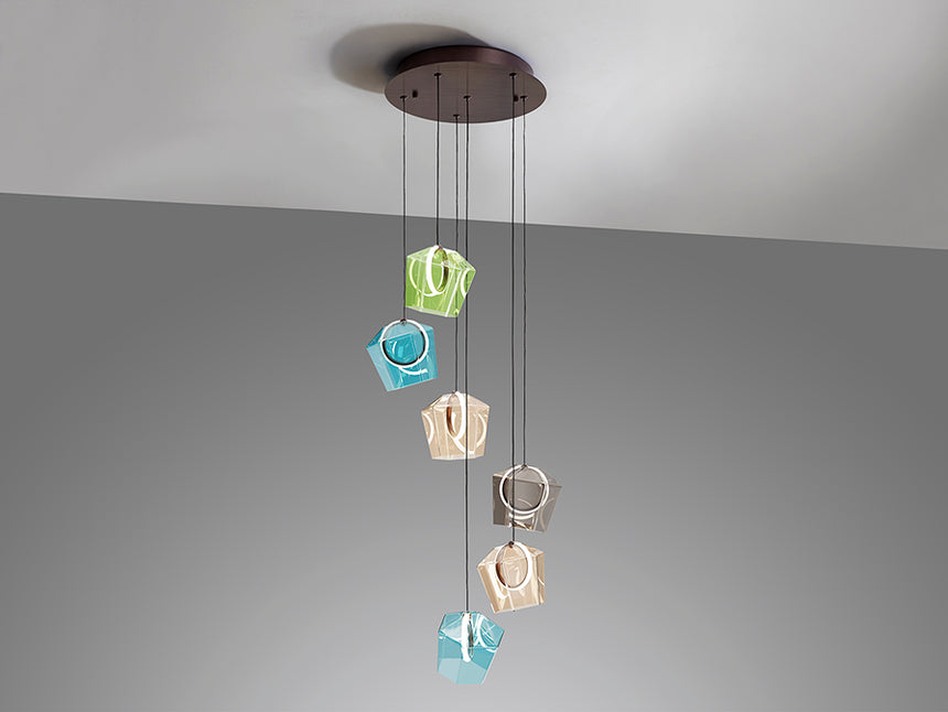 Lámpara de techo colgante Schuller Ingrid 6 luces bronce oscuro y varios colores 3000K 279734 - imagen 5
