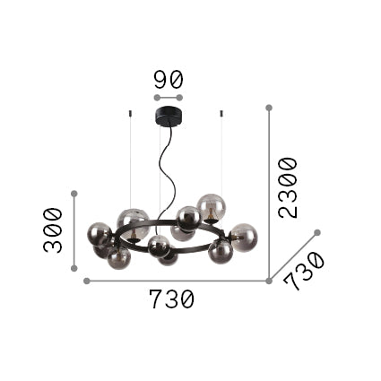 Lámpara colgante Ideal Lux Perlage cristal 11 luces 165W Ø73cm blanco — ref. 283807 (3)
