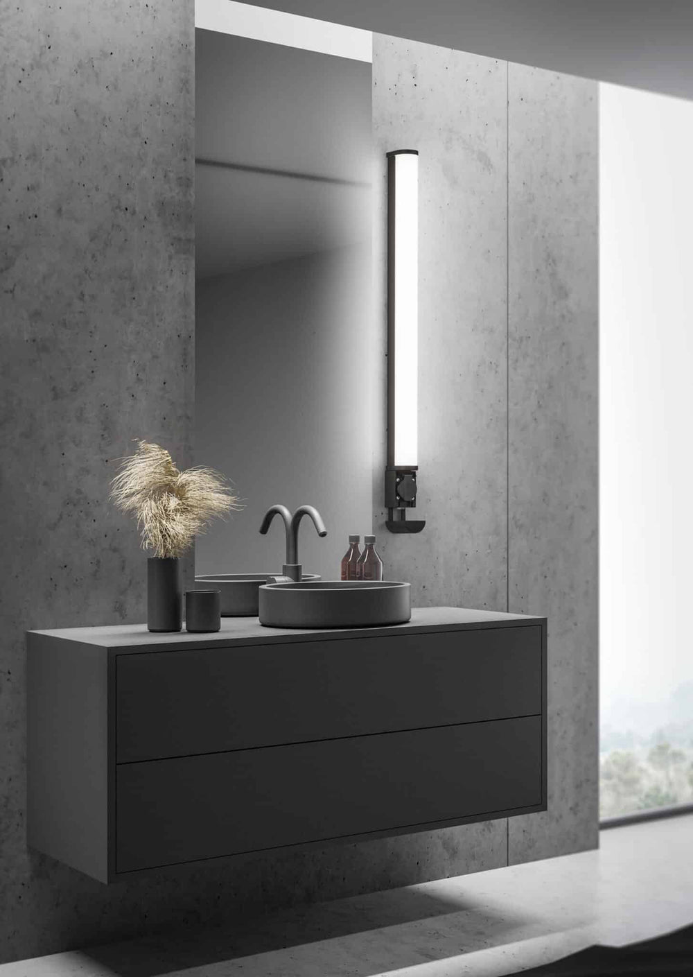 Trio Piera Black mat plastic LED wall light 284071232