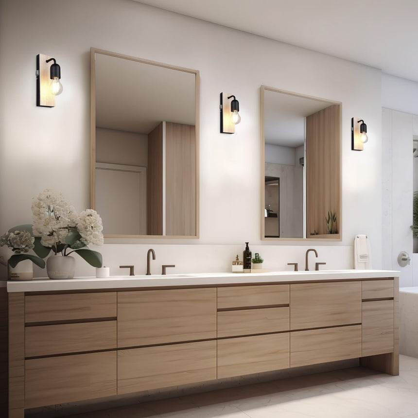 Aplique de baño Trio Arturo LED madera 3000K IP44 284470132
