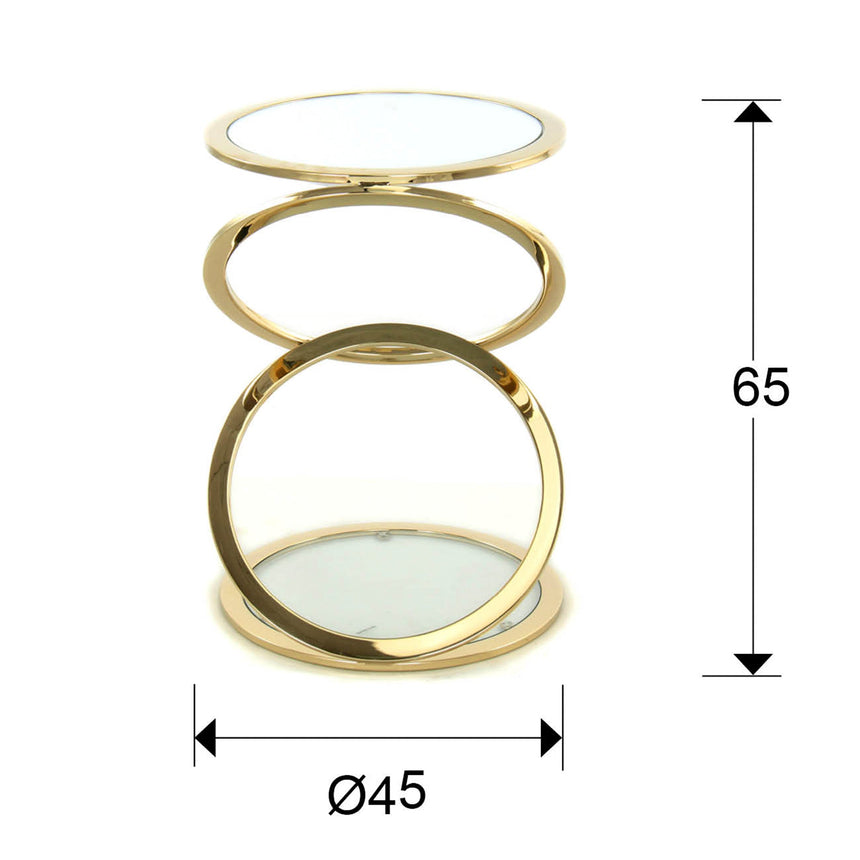 Medidas y dimensiones - Mesa auxiliar Schuller Aros oro brillo acero 65cm 287760