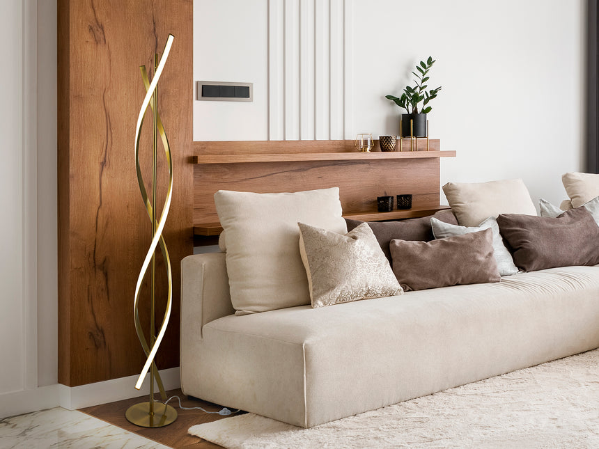 Lámpara de pie de salón Schuller Dido LED dorado brillo y oro 3000K 155cm 291025