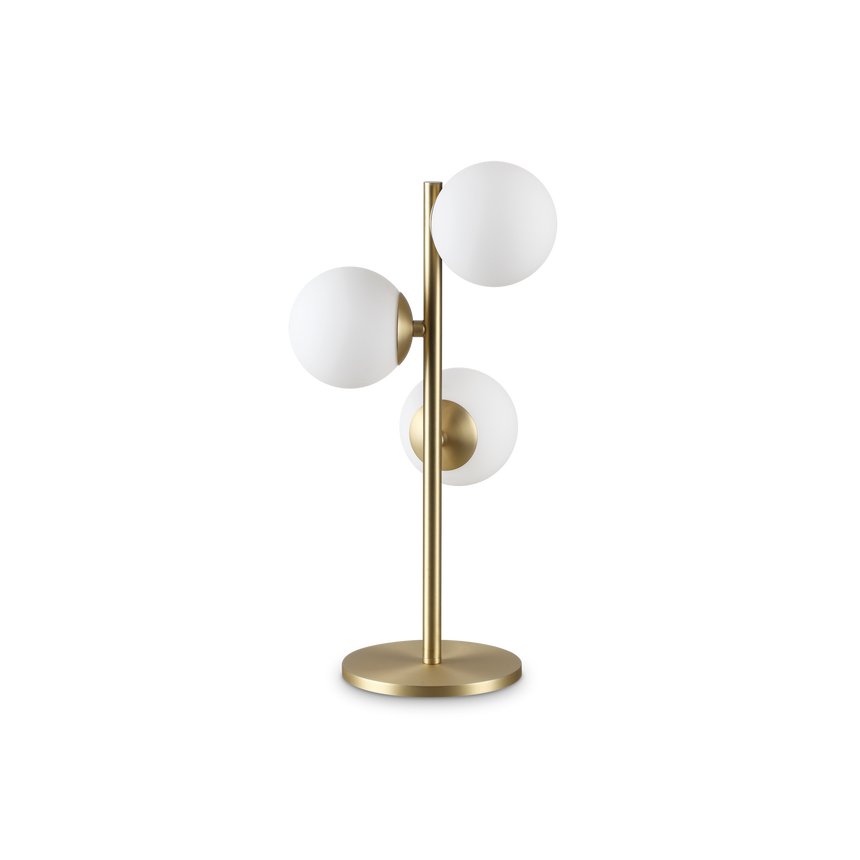 Lámpara de sobremesa Ideal Lux Perlage cristal 3 luces 45W Ø24cm blanco — ref. 292472 (1)