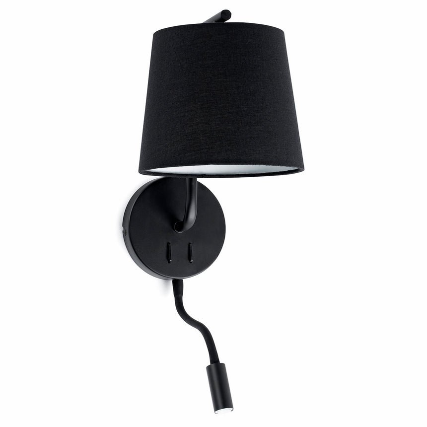 Faro BERNI Black wall lamp with LED reader 29330