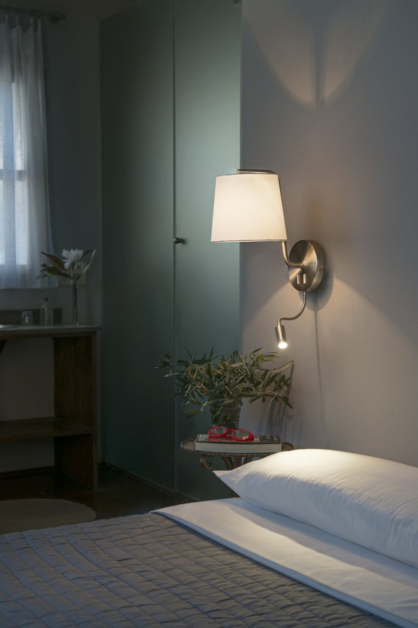 Faro BERNI Satin nickel wall lamp with LED reader 29331