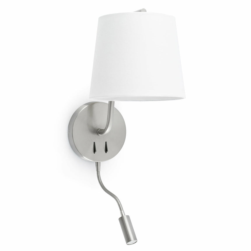 Faro BERNI Satin nickel wall lamp with LED reader 29331