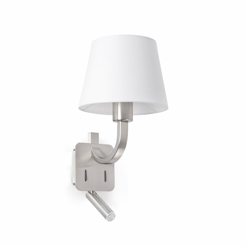 Faro ESSENTIAL Matte nickel wall lamp with LED reader 29341