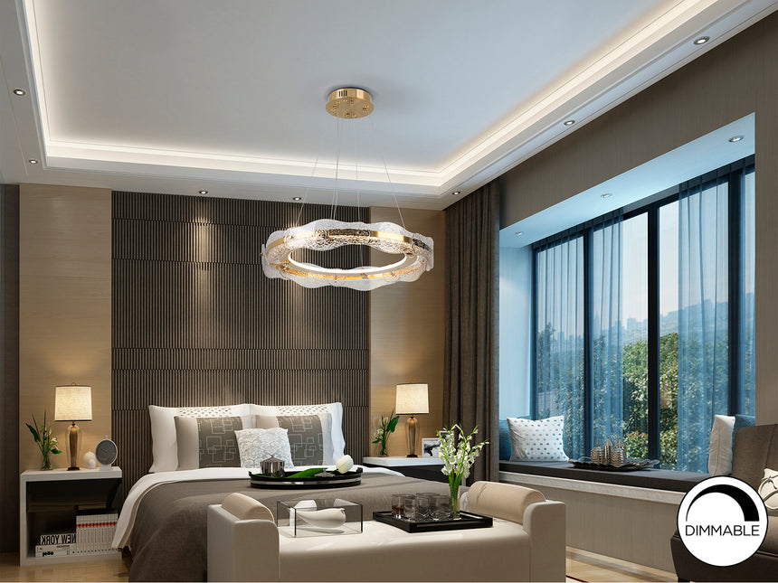 Lámpara de techo colgante Schuller Lira oro y texturiza