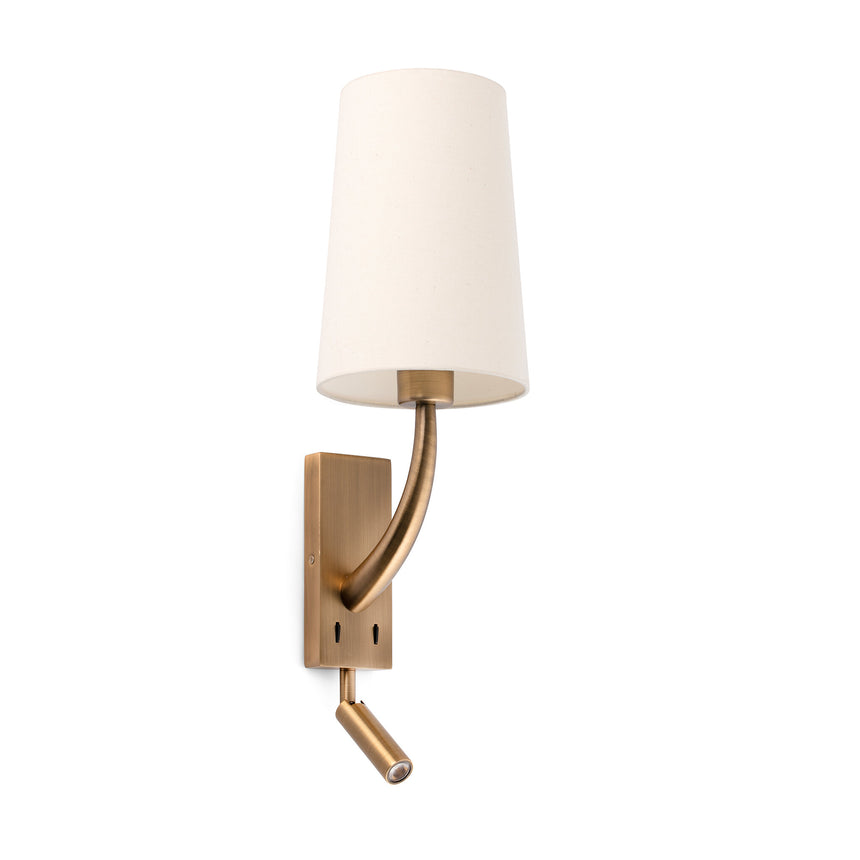 Faro REM Wall lamp matt old gold/beige with LED reader 29683-20