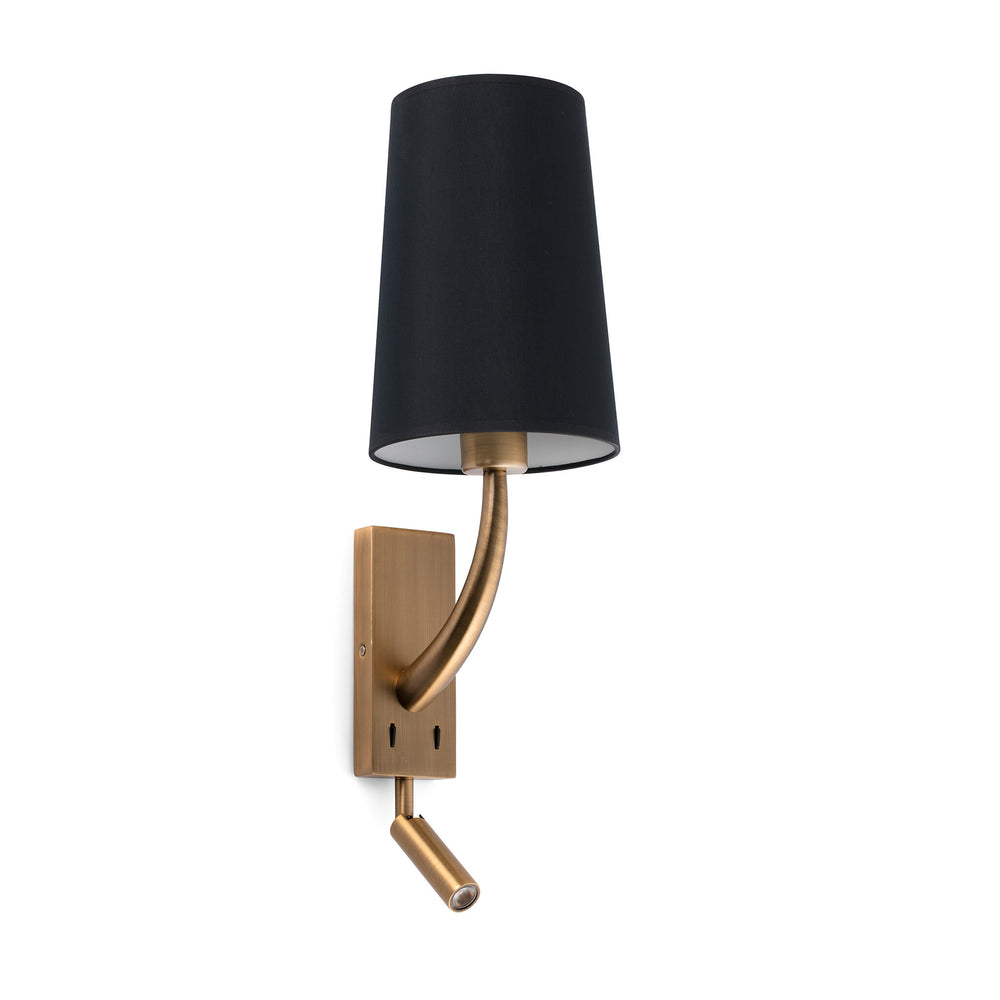 Faro REM Wall lamp matte old gold/black with LED reader 29683-21