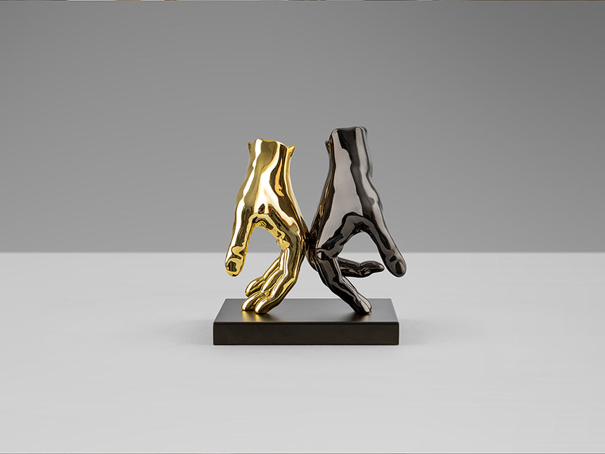 Figura decorativa Schuller Manos gris y dorado 20cm 297998