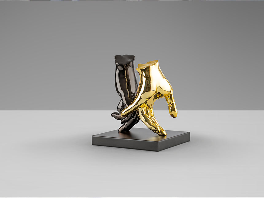 Figura decorativa Schuller Manos gris y dorado 20cm 297998