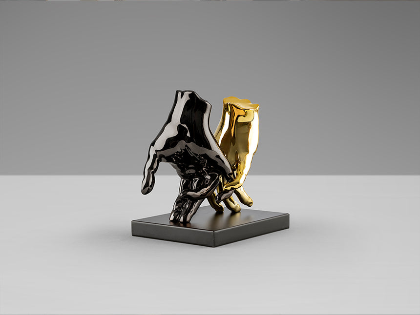 Figura decorativa Schuller Manos gris y dorado 20cm 297998