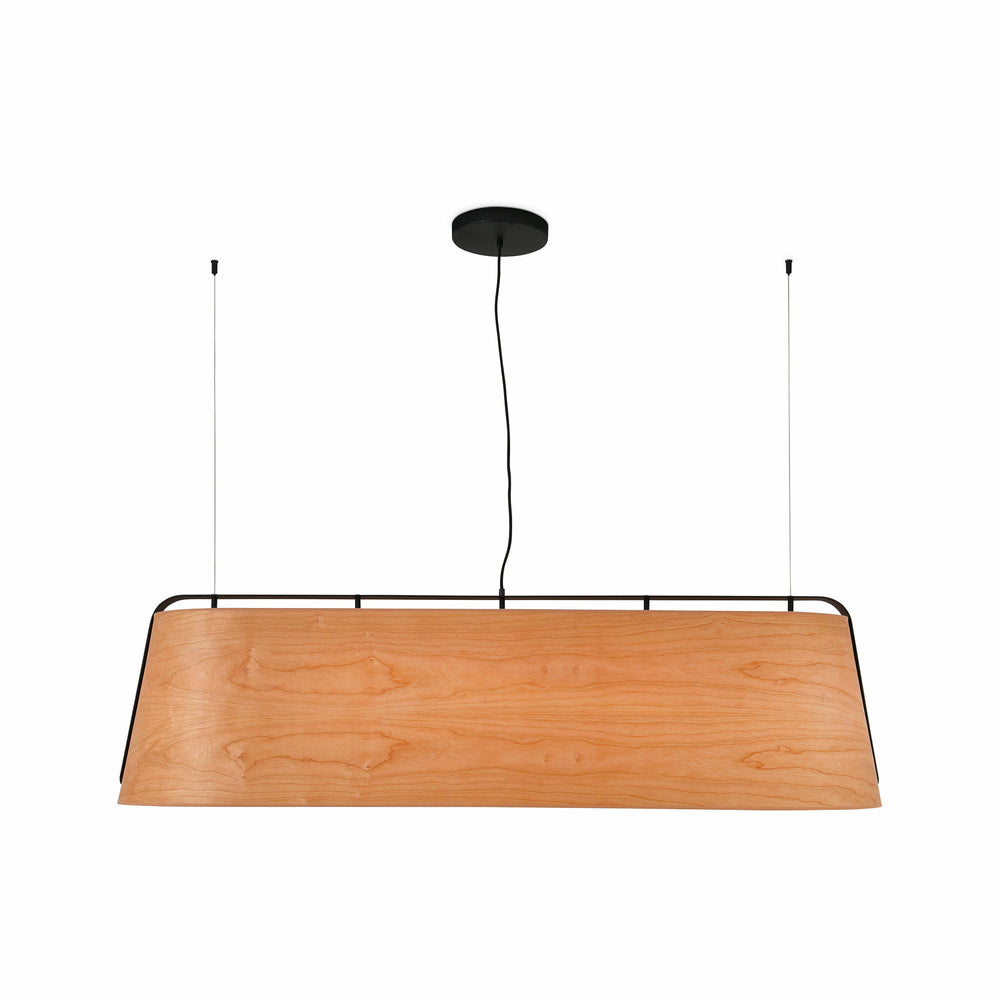 Faro STOOD 5-light pendant lamp, black and wood 29849