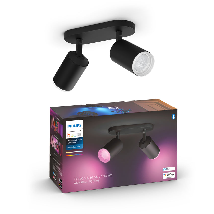 Philips Hue White and Color Ambiance Foco 2 luces Fugato negro RGBW 4,2W 800lm 8720169319271