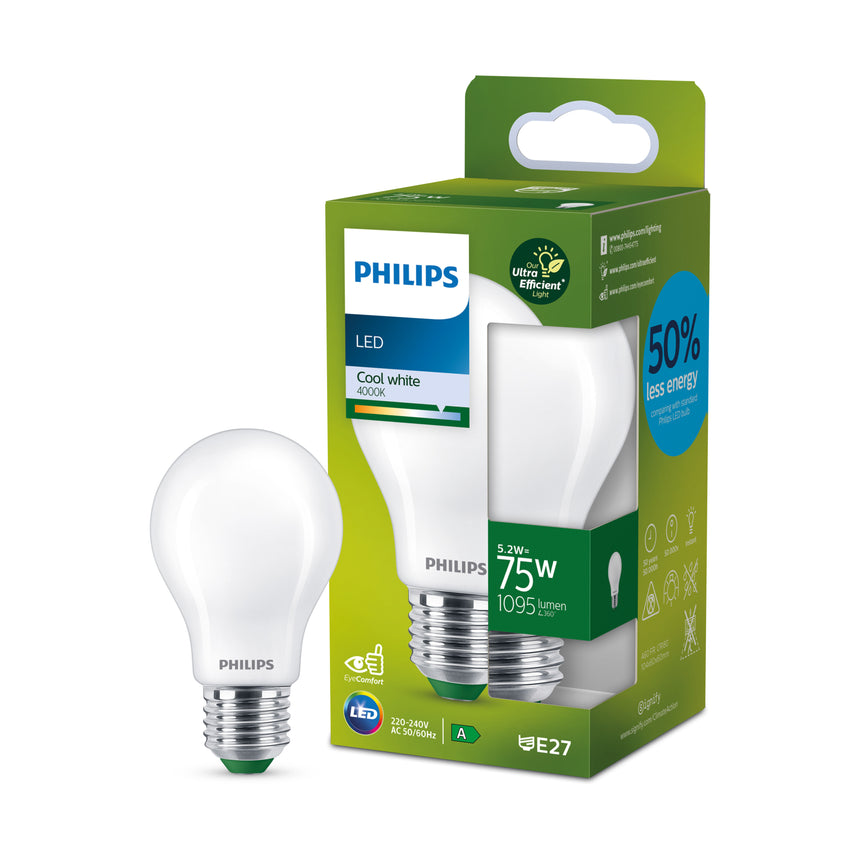 Bombilla de filamento Philips Classic mate A60 75W E27 4000K 1095lm 187931