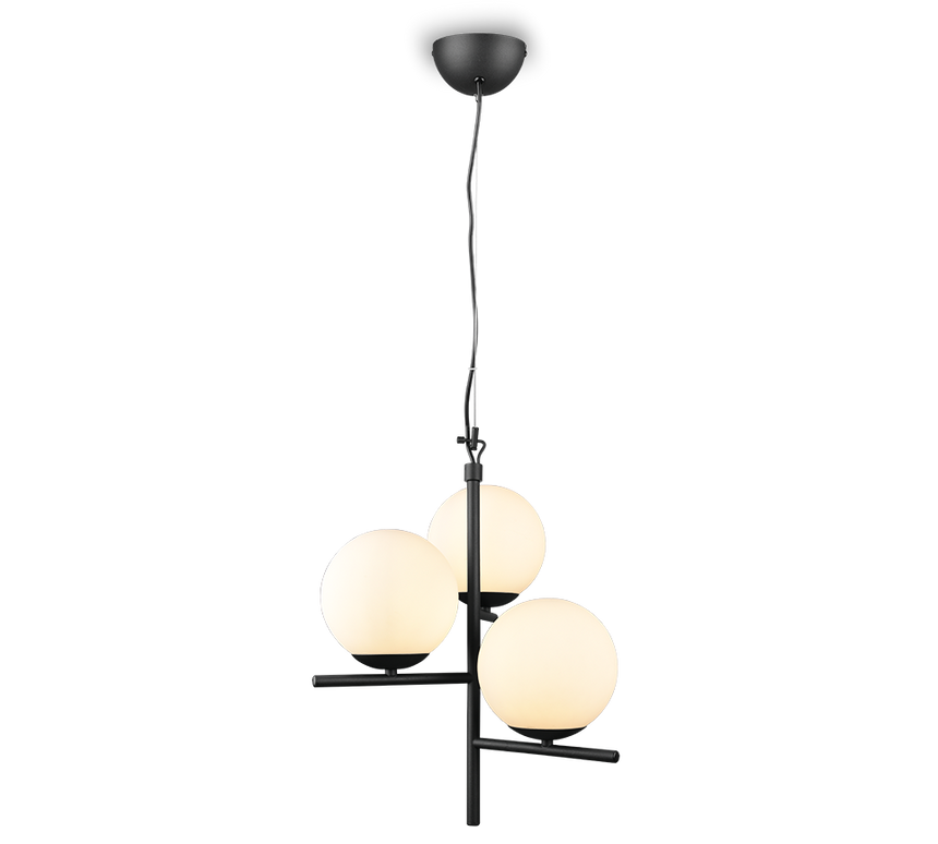 Lámpara de techo colgante Trio Pure 3 luces negro mate 150cm 302000332