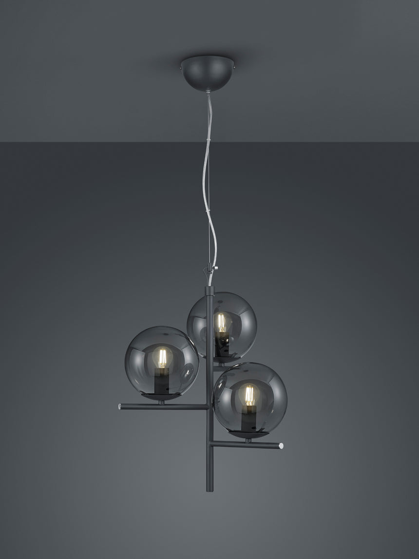 Trio Pure Anthracite metal ball pendant lamp 302000342