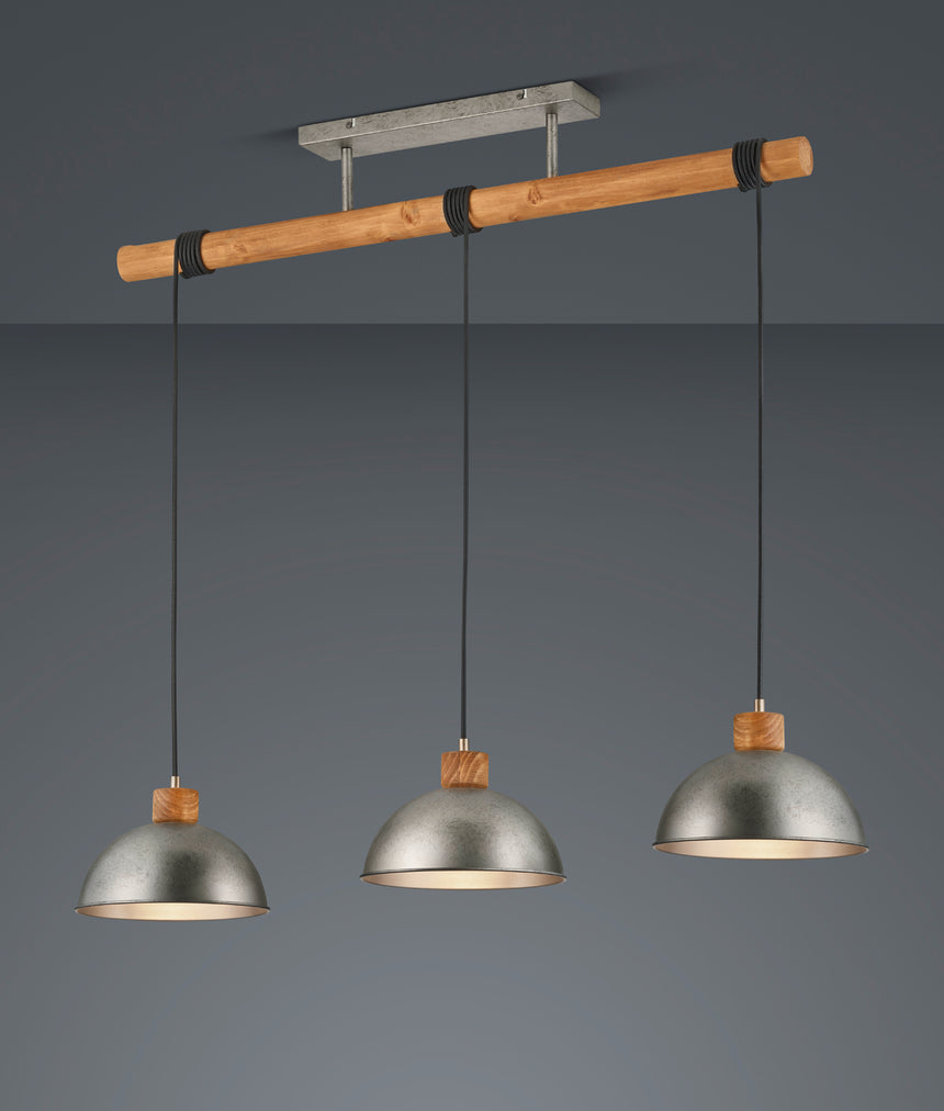 Lámpara de techo colgante Trio Delhi 3 luces níquel antiguo 215cm 3