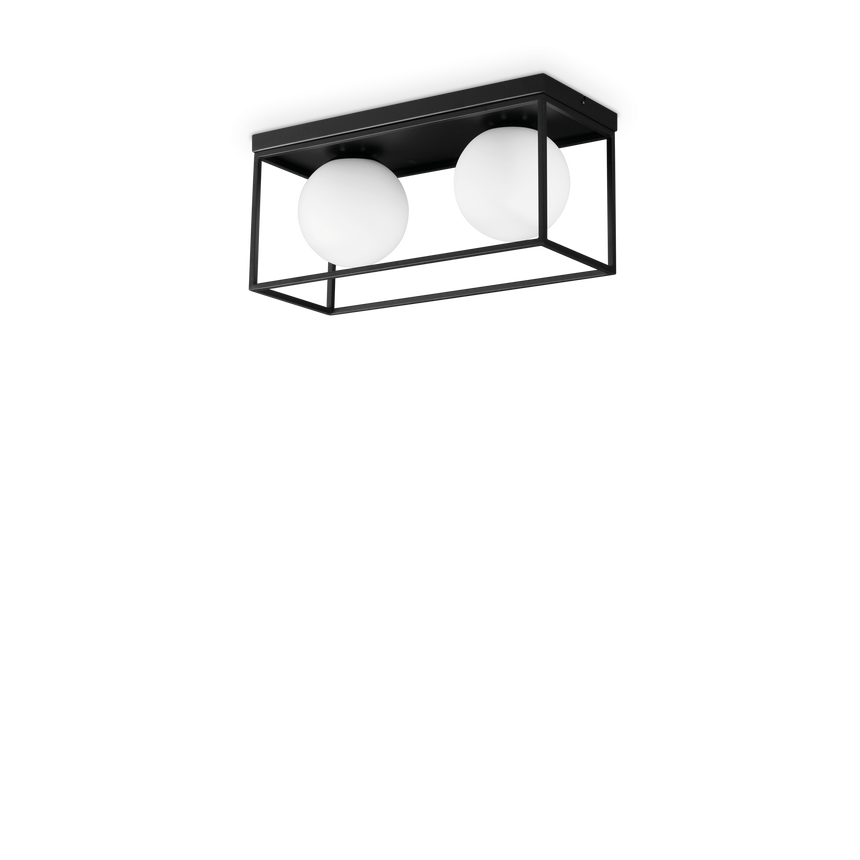 Plafón de techo Ideal Lux Lingotto cristal 2 luces 45,5cm E14 negro — ref. 304137 (1)