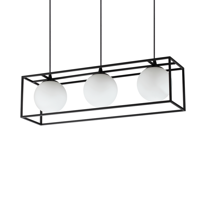 Lámpara colgante Ideal Lux Lingotto negro cristal 3 luces 84W Ø70cm 304144