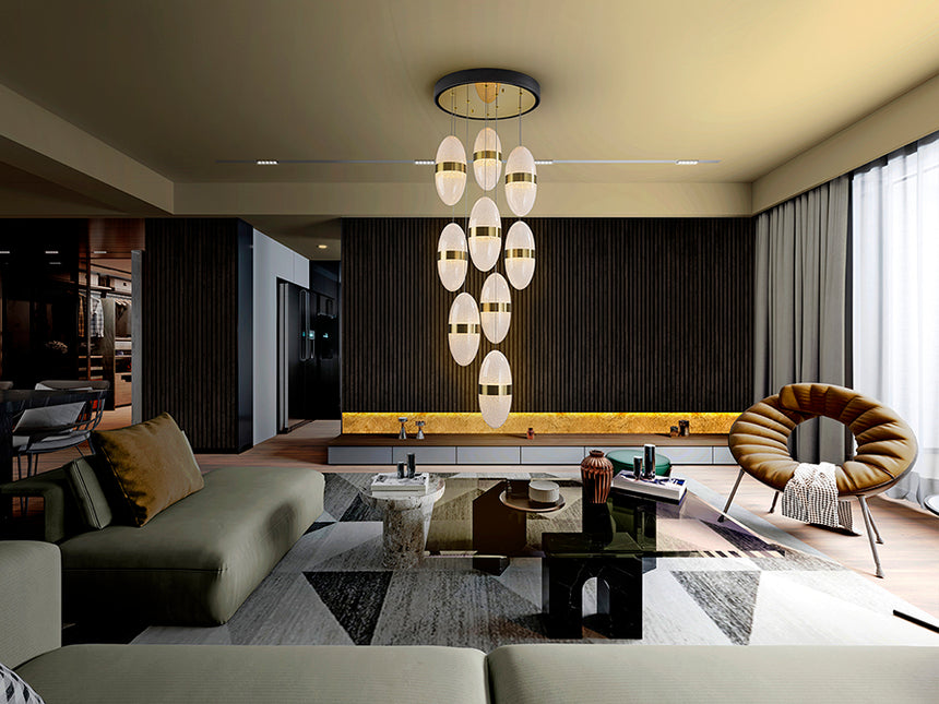 Lámpara de techo colgante Schuller Garden grande 9 luces negro y bronce 3000K Ø50cm 305723 - imagen 8