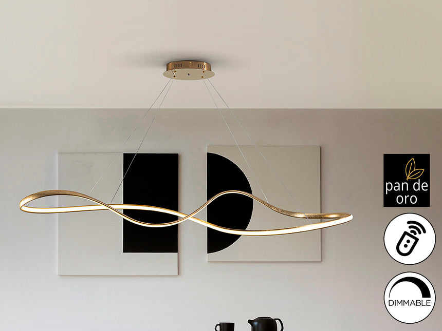 Schuller LIA Lámpara de techo colgante grande oro 37W con mando 306094