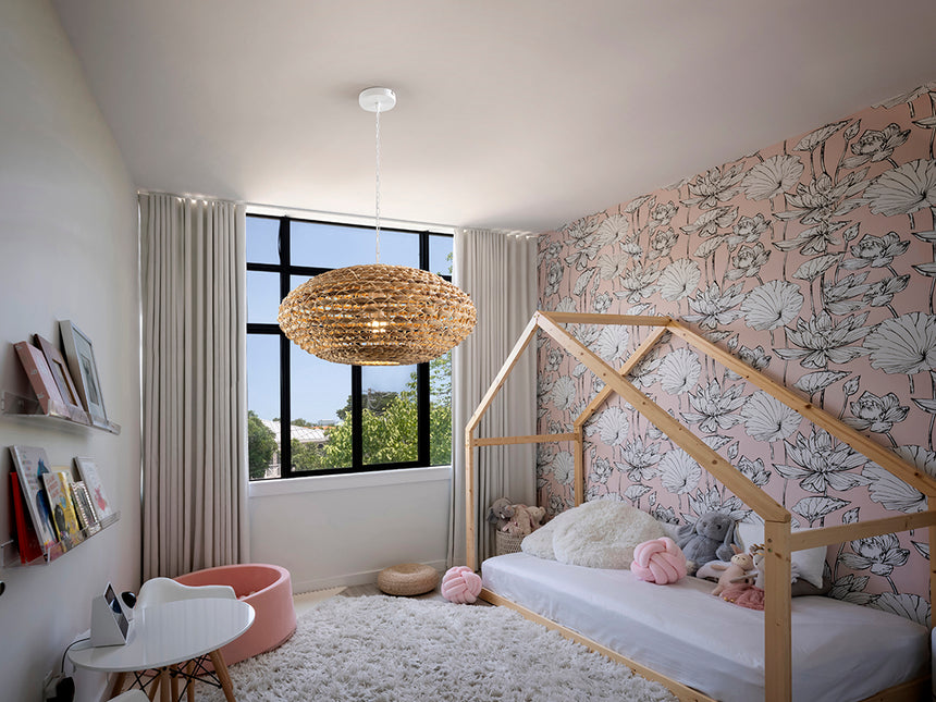 Lámpara de techo colgante Schuller Nana 1 luz blanco y natural ratán Ø60cm 306278 - vista alternativa