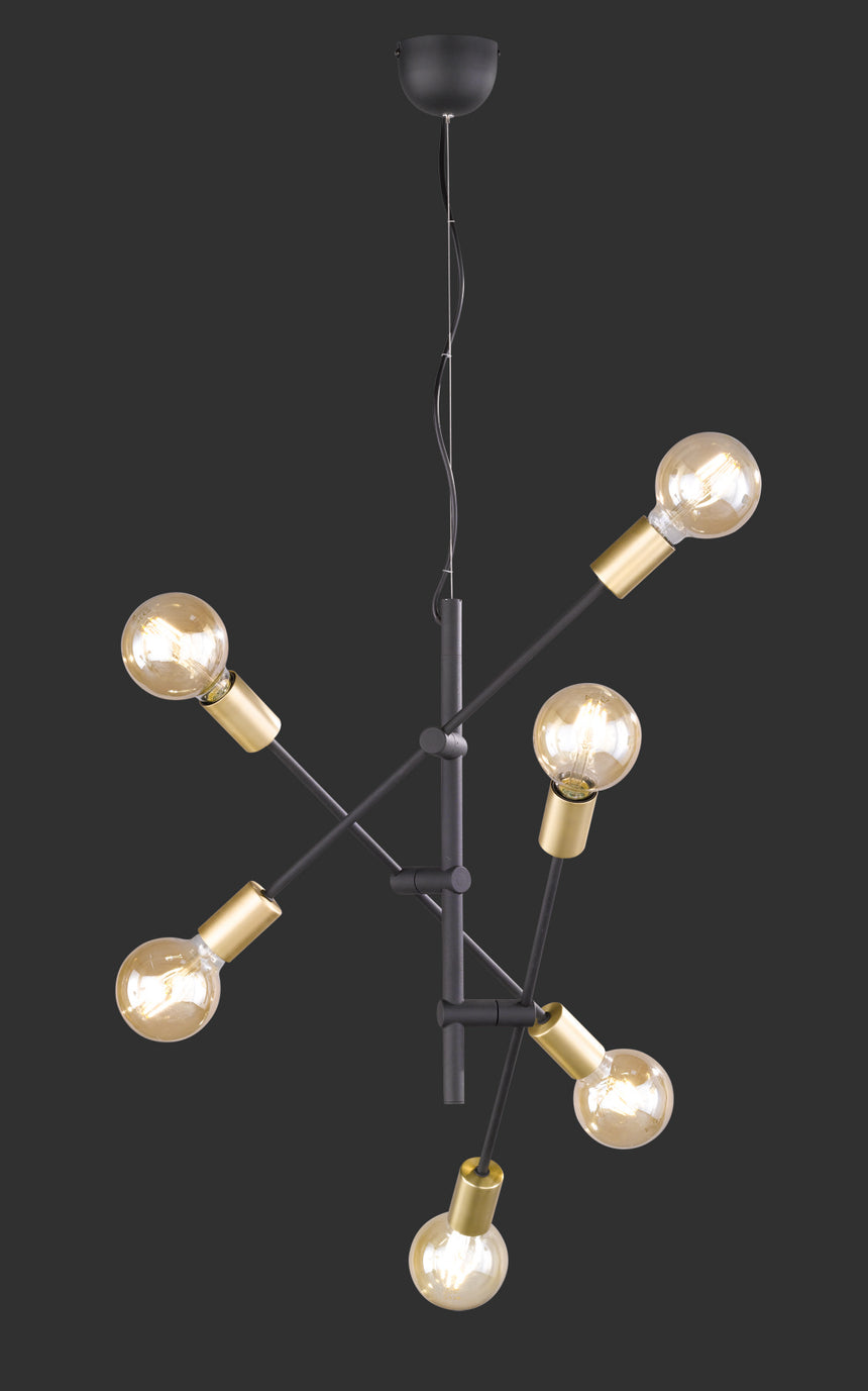 Lámpara de techo colgante Trio Cross 6 luces negro mate 150cm 3