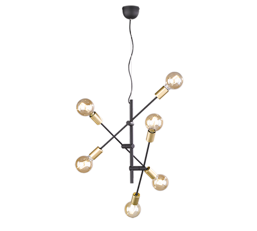 Lámpara de techo colgante Trio Cross 6 luces negro mate 150cm 3